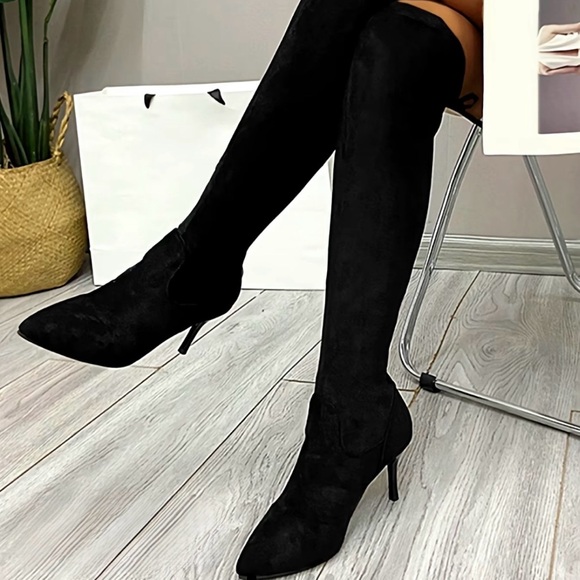 Yaao Shoes - Yaao Black Over-the-Knee Sock Boots – EU 38.5 (US 8) Stretch Stiletto